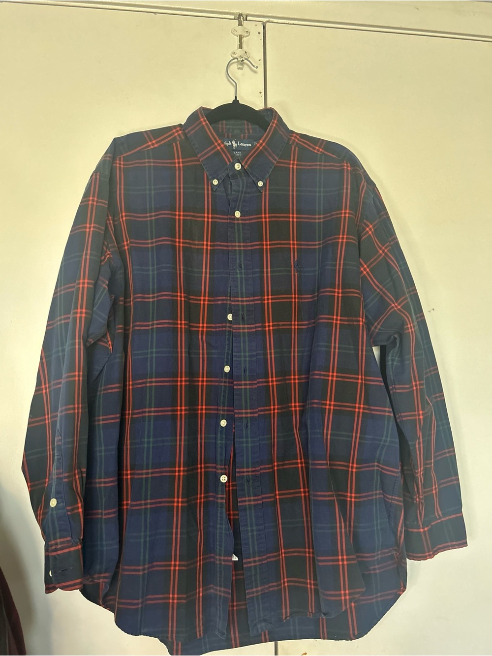 Classic Ralph Lauren Blake Men's Navy, Green & Red Plaid Button-Down Shirt